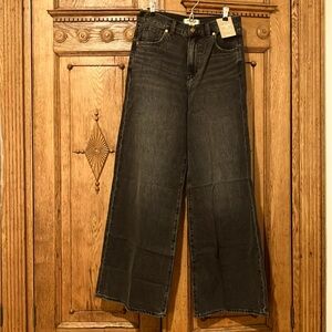 NWT Madewell superwide leg jeans in kingsford wash (faded black)
